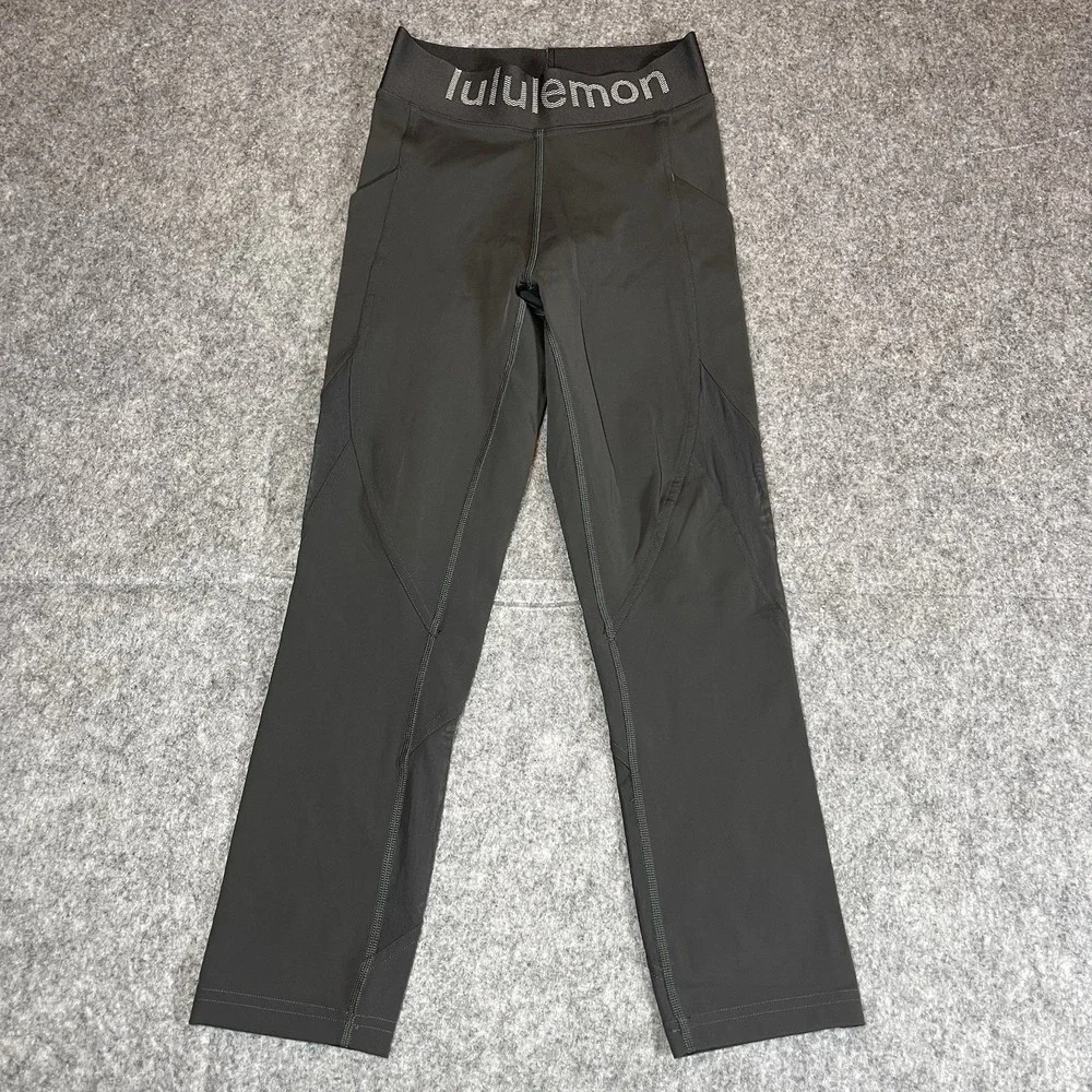 Lululemon‎ Youth Leggings Spell out Waistband Elastic Stretch Pull On Size 2